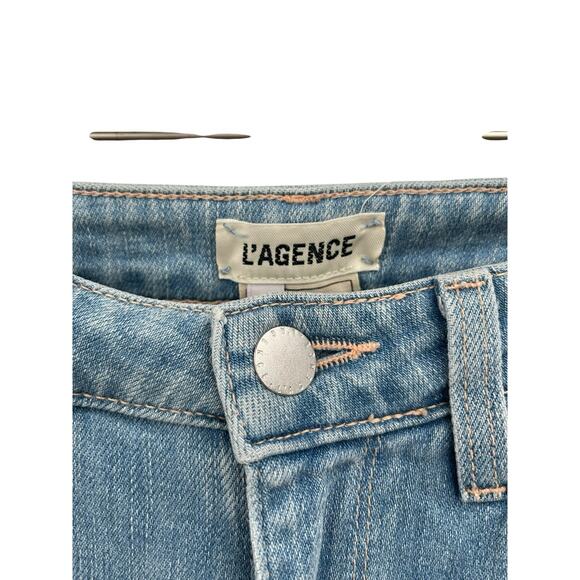L’Agence Bell High Rise Flare Jeans Light Wash Blue Cloud Size 26 - Picture 7 of 10